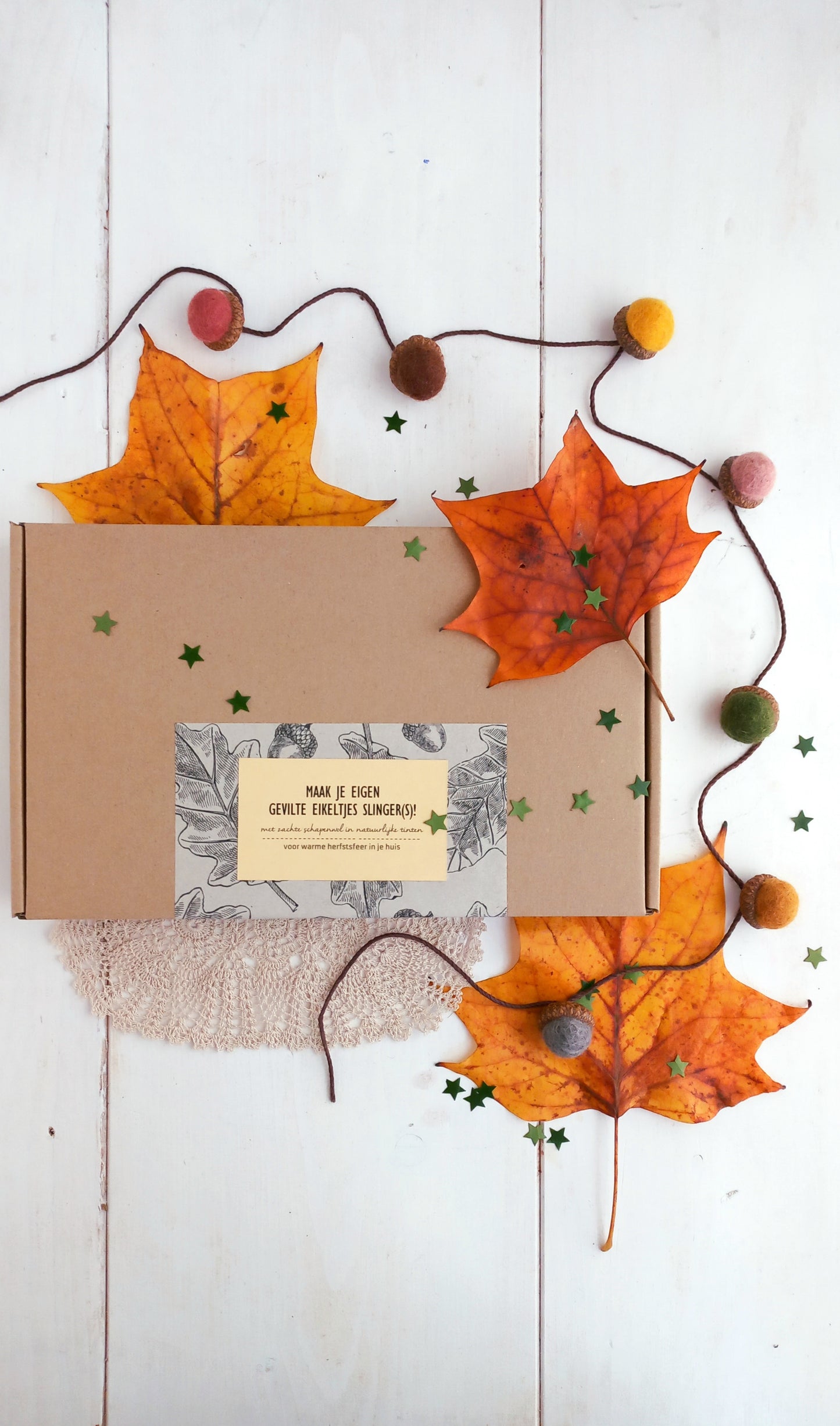 Maak je eigen gevilte eikel slinger(s)! + Online workshop