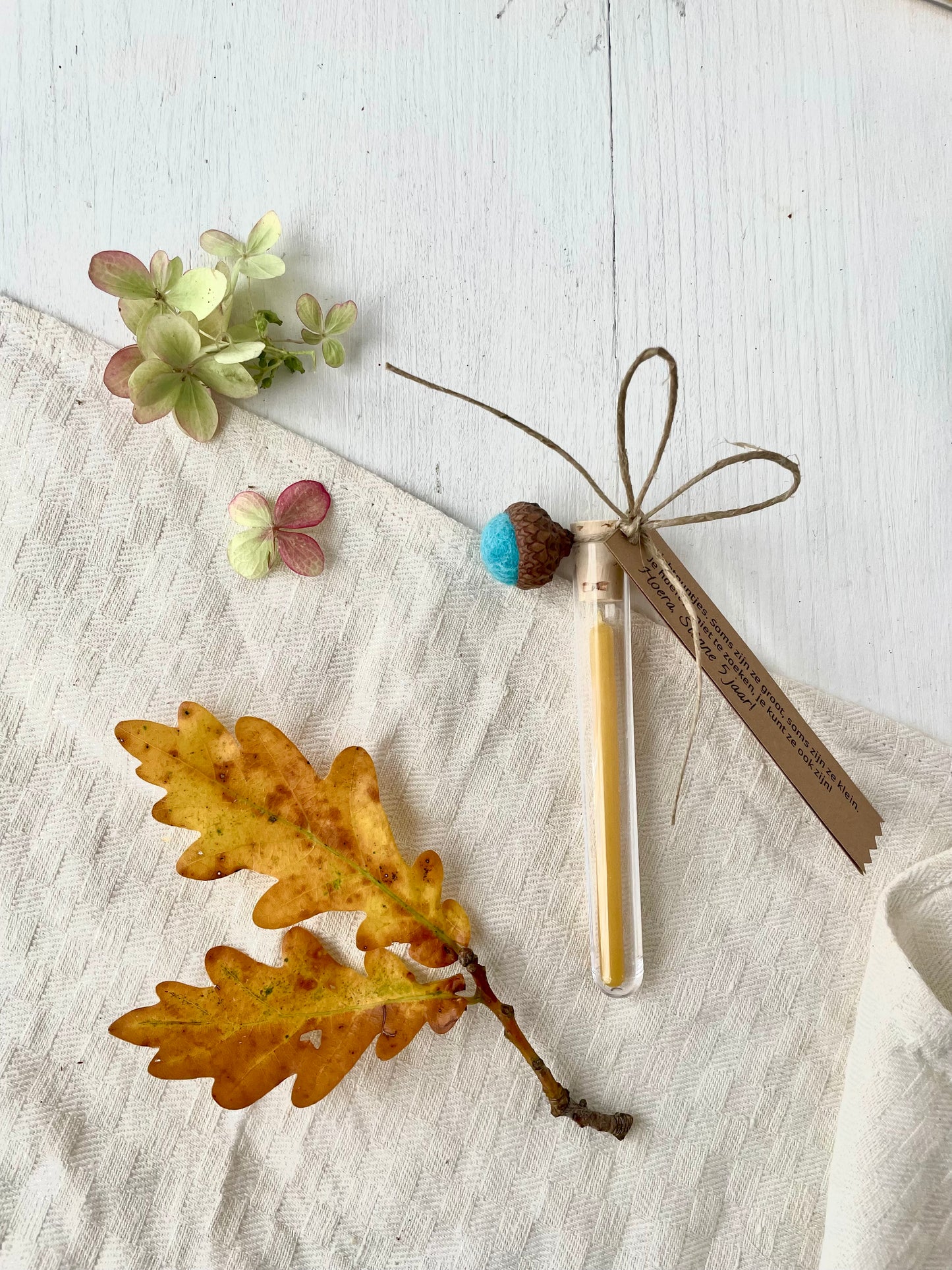 bijenwas kaarsje met gevilte eikeltje