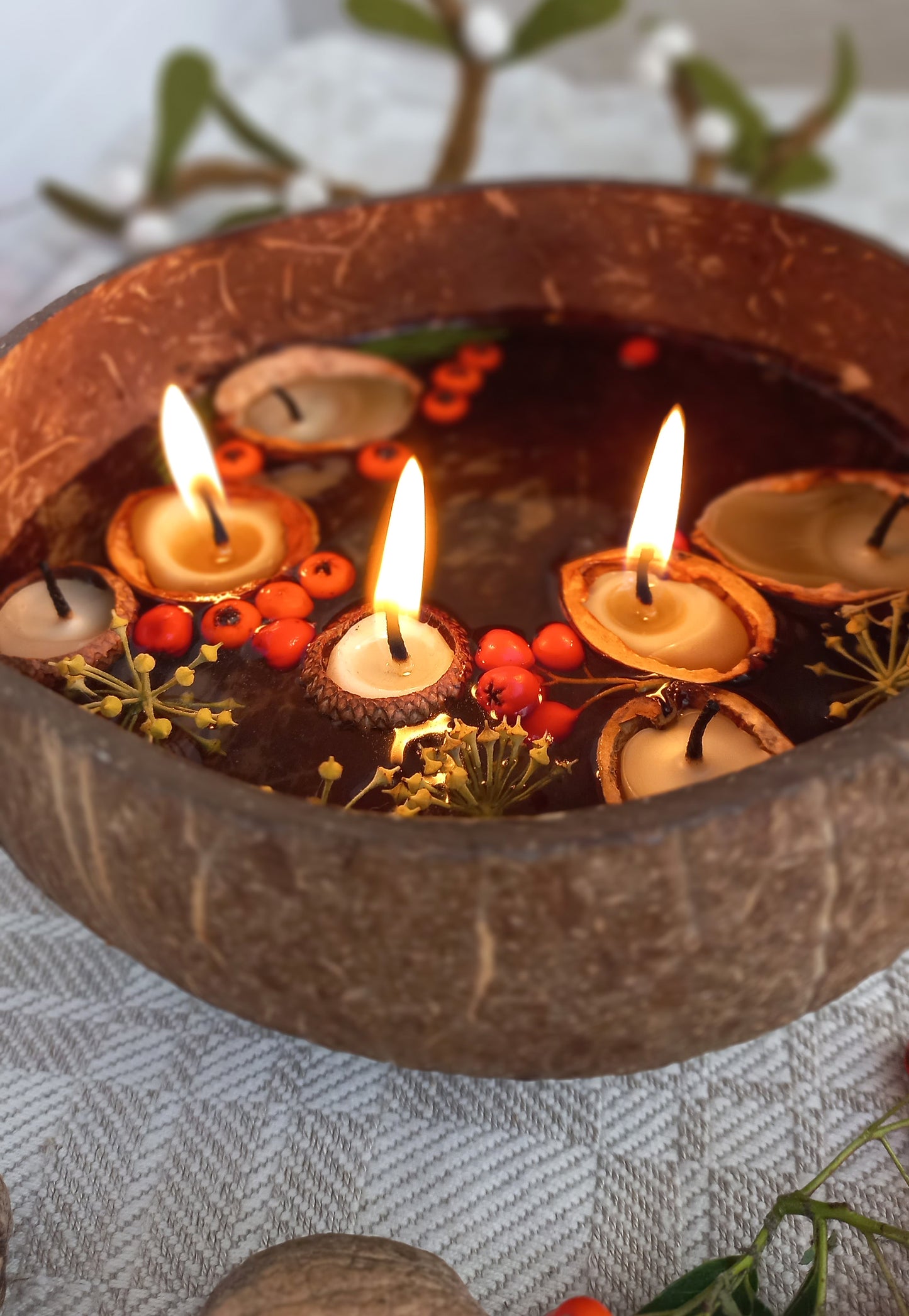 bijenwas walnoot drijf kaarsjes