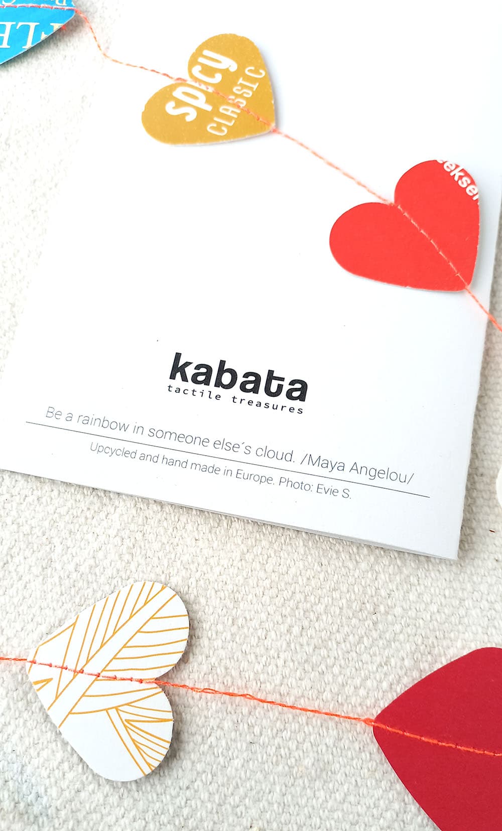 achterkant van een hartjes slinger kaart